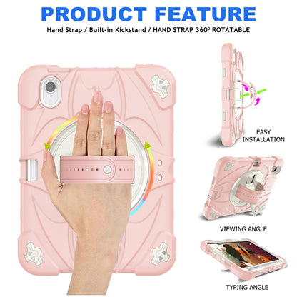 For iPad mini 6 Bat Hand Grip Turntable Stand Tablet Case(Pink White) - iPad mini 6 Cases by buy2fix | Online Shopping UK | buy2fix