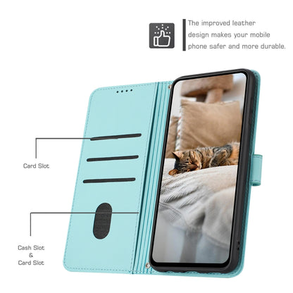 For Tecno Spark Go 2024 4G Embossed Kitten Phone Leather Case with Lanyard(Mint Green) - Tecno Cases by buy2fix | Online Shopping UK | buy2fix