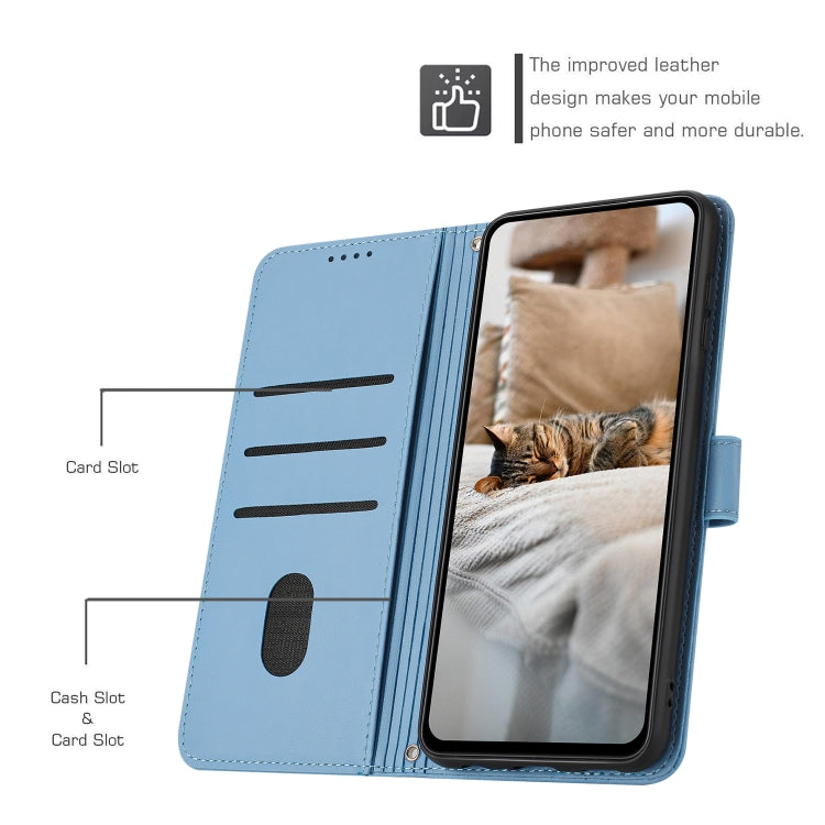 For Motorola Moto G Play 4G 2024 Embossed Kitten Phone Leather Case with Lanyard(Blue) - Motorola Cases by buy2fix | Online Shopping UK | buy2fix