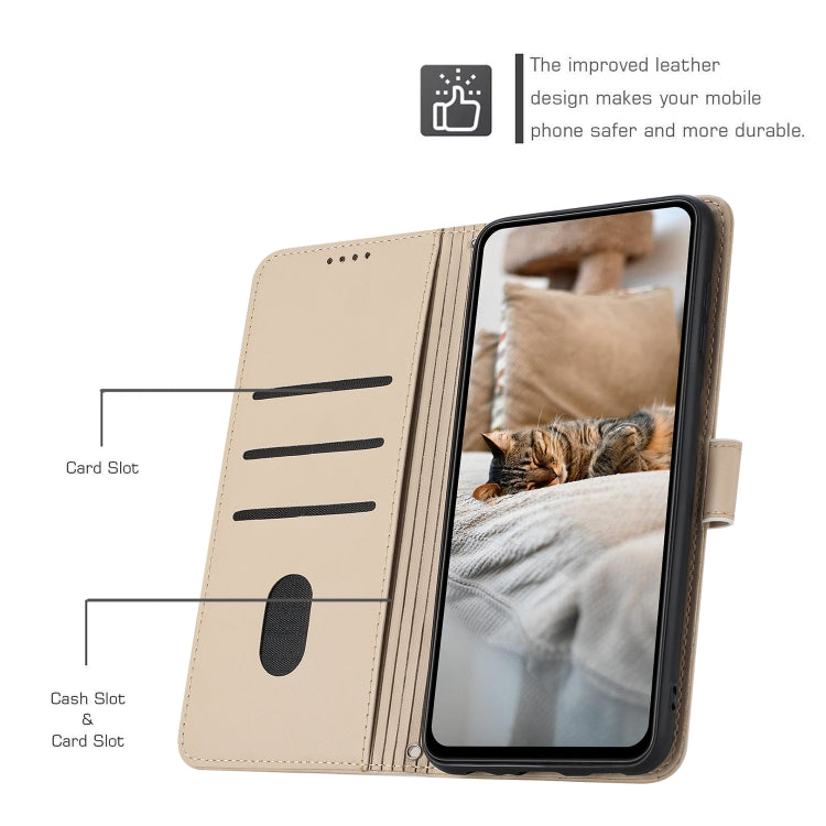 For Samsung Galaxy S25 / S24 5G Embossed Kitten Phone Leather Case with Lanyard(Beige) - Galaxy S24 5G Cases by buy2fix | Online Shopping UK | buy2fix