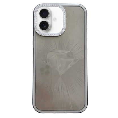 For iPhone 16 Diamond Texture TPU Hybrid PC IMD Phone Case(Black) - iPhone 16 Cases by buy2fix | Online Shopping UK | buy2fix