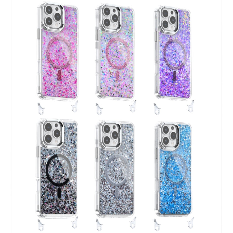 For iPhone 16 Epoxy Glitter MagSafe Magnetic TPU Phone Case(Purple) - iPhone 16 Cases by buy2fix | Online Shopping UK | buy2fix