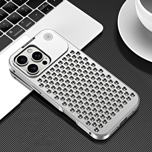 For iPhone 16 Pro Max R-JUST RJ58 Aromatherapy Metal Cooling Phone Case(Silver) - iPhone 16 Pro Max Cases by R-JUST | Online Shopping UK | buy2fix