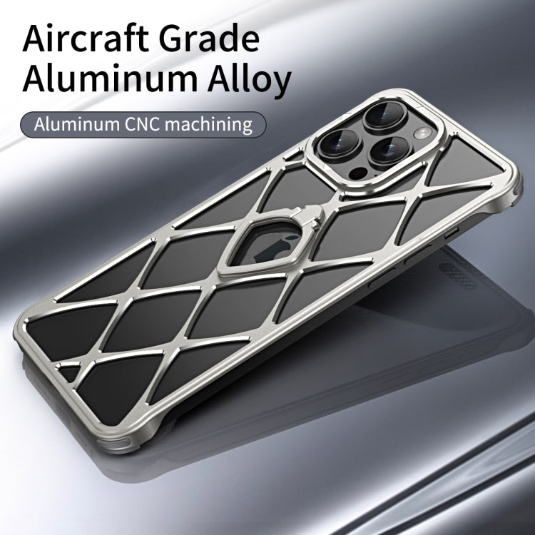 For iPhone 16 Holder Metal Phone Case(Titanium) - iPhone 16 Cases by buy2fix | Online Shopping UK | buy2fix