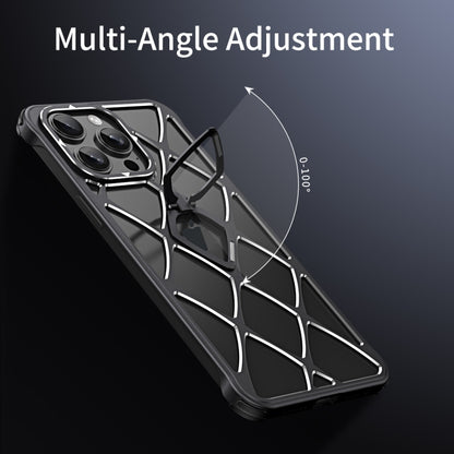 For iPhone 16 Holder Metal Phone Case(Titanium) - iPhone 16 Cases by buy2fix | Online Shopping UK | buy2fix