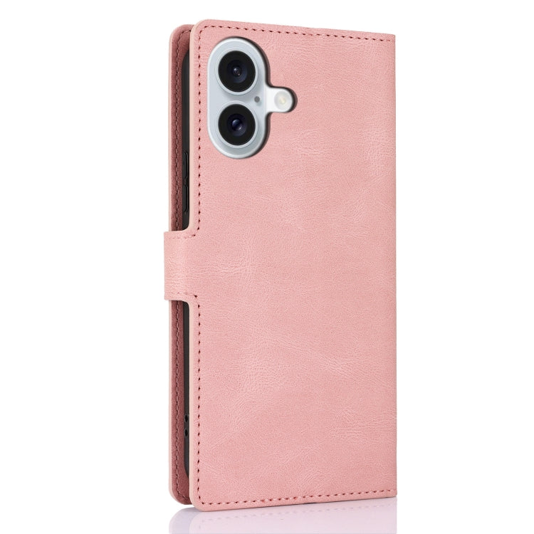 For iPhone 16 Plus Fantasy Skin-feel Calfskin Texture Leather Phone Case(Pink) - iPhone 16 Plus Cases by buy2fix | Online Shopping UK | buy2fix