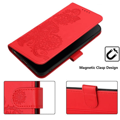 For Samsung Galaxy S25 5G Datura Flower Embossed Flip Leather Phone Case(Red) - Galaxy S25 5G Cases by buy2fix | Online Shopping UK | buy2fix