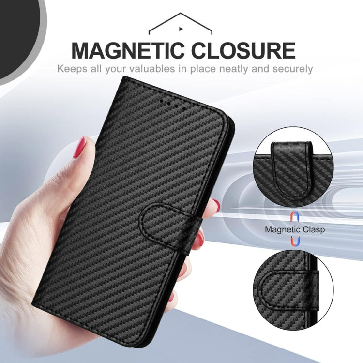 For Samsung Galaxy S25+ 5G YX0070 Carbon Fiber Buckle Leather Phone Case with Lanyard(Black) - Galaxy S25+ 5G Cases by buy2fix | Online Shopping UK | buy2fix