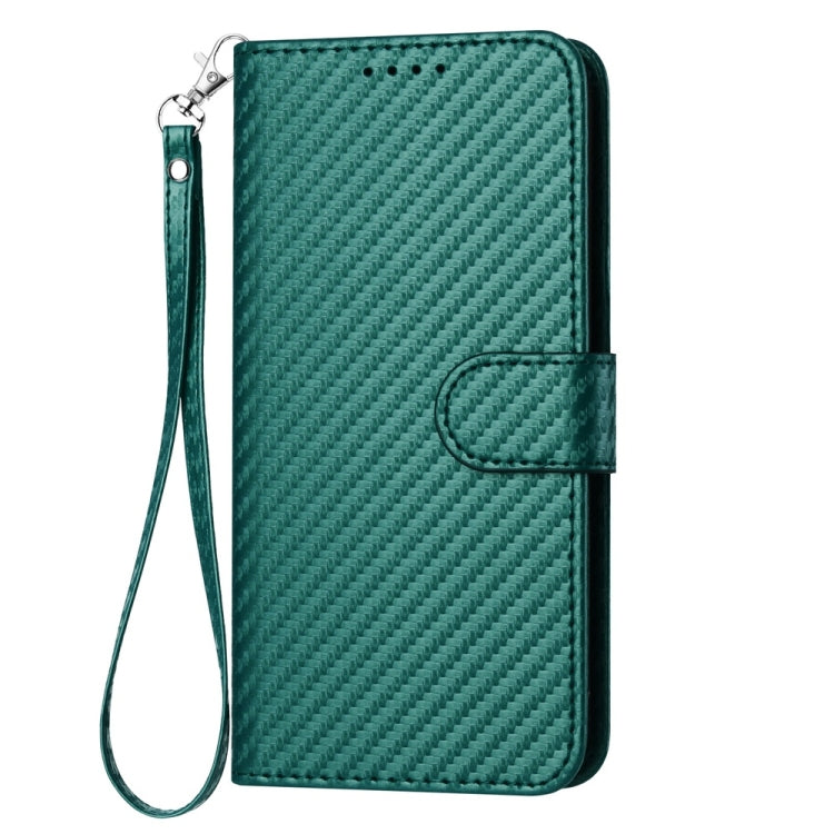 For Samsung Galaxy S25+ 5G YX0070 Carbon Fiber Buckle Leather Phone Case with Lanyard(Dark Green) - Galaxy S25+ 5G Cases by buy2fix | Online Shopping UK | buy2fix