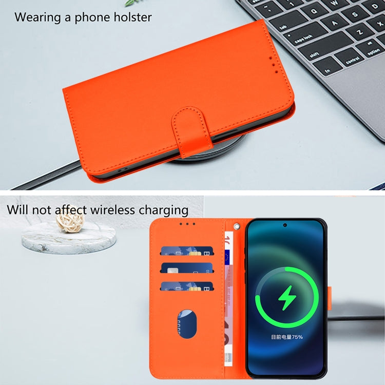 For Boost MobIle Celero 5G 2024 / 3 5G Skin Feel Solid Color Leather Phone Case with Lanyard(Orange) - More Brand by buy2fix | Online Shopping UK | buy2fix