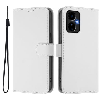 For Boost MobIle Celero 5G 2024 / 3 5G Skin Feel Solid Color Leather Phone Case with Lanyard(White) - More Brand by buy2fix | Online Shopping UK | buy2fix