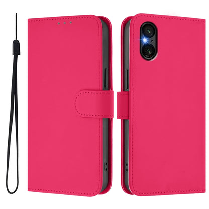 For Sony Xperia 5 VI 2024 Skin Feel Solid Color Leather Phone Case with Lanyard(Rose Red) - Sony Cases by buy2fix | Online Shopping UK | buy2fix