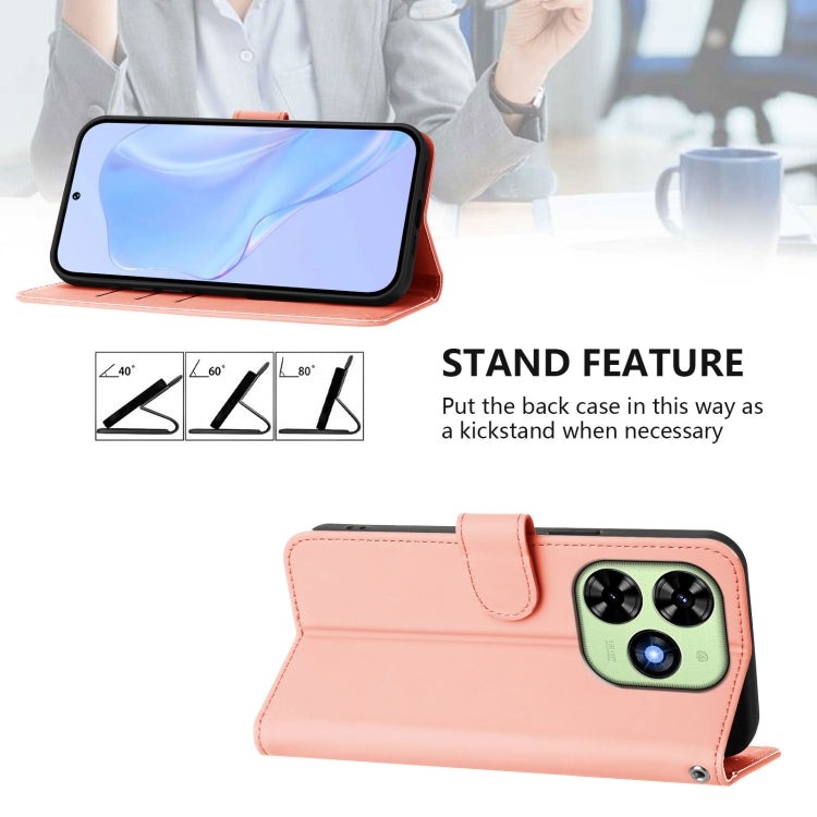 For Tecno Spark Go 2024 4G Skin Feel Solid Color Leather Phone Case with Lanyard(Pink) - Tecno Cases by buy2fix | Online Shopping UK | buy2fix