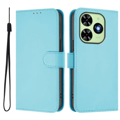 For Tecno Spark Go 2024 4G Skin Feel Solid Color Leather Phone Case with Lanyard(Sky Blue) - Tecno Cases by buy2fix | Online Shopping UK | buy2fix