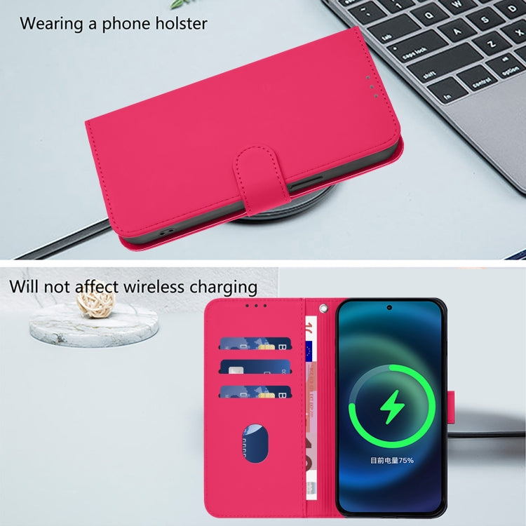 For Tecno Spark Go 2024 4G Skin Feel Solid Color Leather Phone Case with Lanyard(Rose Red) - Tecno Cases by buy2fix | Online Shopping UK | buy2fix