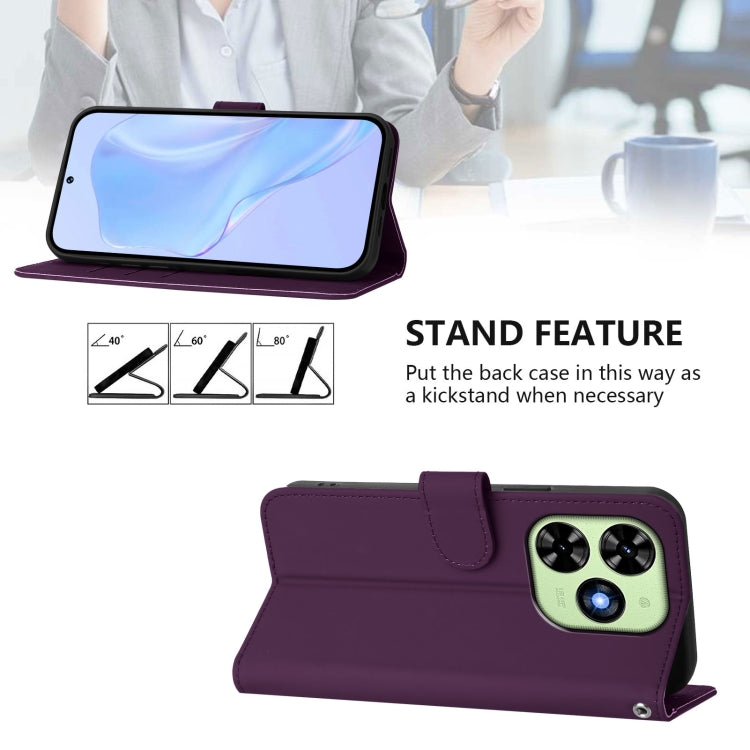 For Tecno Spark Go 2024 4G Skin Feel Solid Color Leather Phone Case with Lanyard(Violet) - Tecno Cases by buy2fix | Online Shopping UK | buy2fix