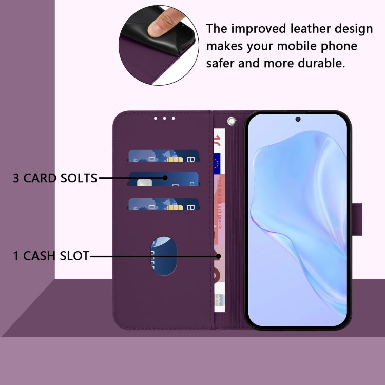 For Tecno Spark Go 2024 4G Skin Feel Solid Color Leather Phone Case with Lanyard(Violet) - Tecno Cases by buy2fix | Online Shopping UK | buy2fix