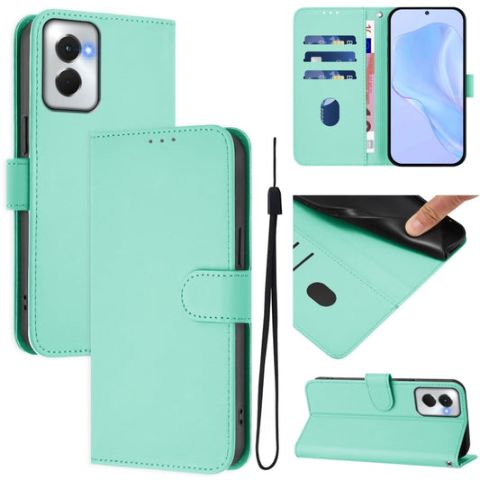 For Motorola Moto G Power 5G 2024 Skin Feel Solid Color Leather Phone Case with Lanyard(Mint Green) - Motorola Cases by buy2fix | Online Shopping UK | buy2fix