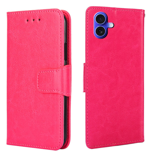 For iPhone 16 Plus Crystal Texture Leather Phone Case(Rose Red) - iPhone 16 Plus Cases by buy2fix | Online Shopping UK | buy2fix