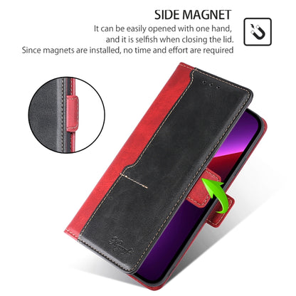 For iPhone 16 Pro Max Contrast Color Side Buckle Leather Phone Case(Red + Black) - iPhone 16 Pro Max Cases by buy2fix | Online Shopping UK | buy2fix