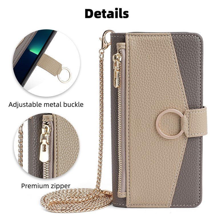 For iPhone 16 Pro Crossbody Litchi Texture Leather Phone Case(Grey) - iPhone 16 Pro Cases by buy2fix | Online Shopping UK | buy2fix