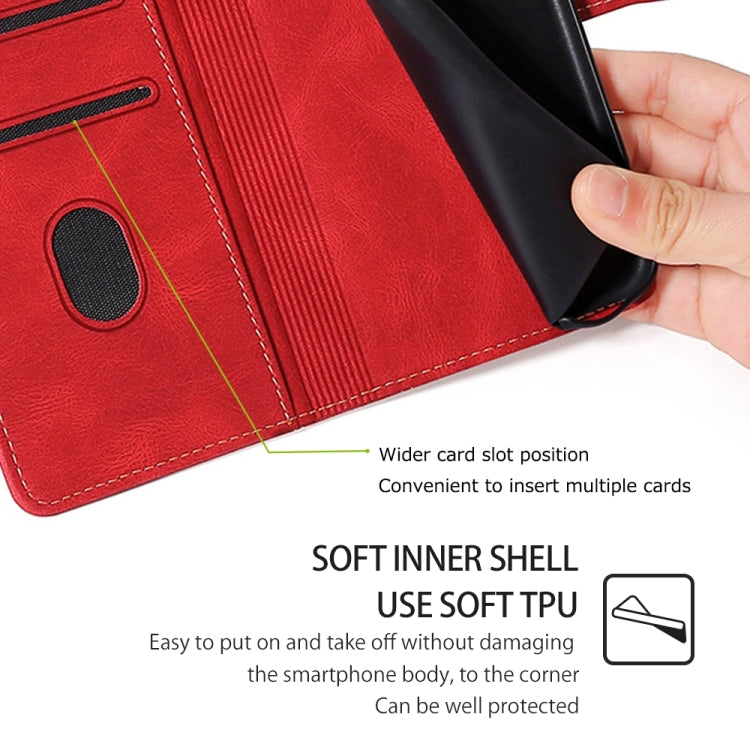 For iPhone 16 Plus Skin Feel Magnetic Buckle Leather Phone Case(Red) - iPhone 16 Plus Cases by buy2fix | Online Shopping UK | buy2fix