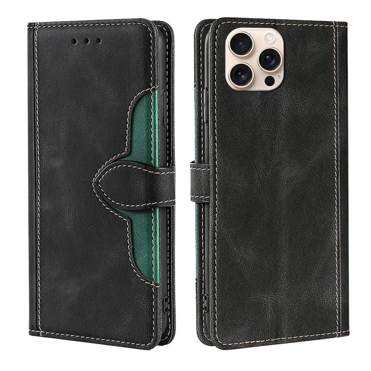 For iPhone 16 Pro Skin Feel Magnetic Buckle Leather Phone Case(Black) - iPhone 16 Pro Cases by buy2fix | Online Shopping UK | buy2fix