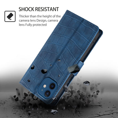 For iPhone 16 Pro Skin Feel Crocodile Magnetic Clasp Leather Phone Case(Blue) - iPhone 16 Pro Cases by buy2fix | Online Shopping UK | buy2fix