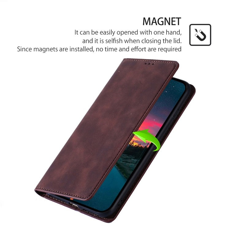 For iPhone 16 Plus Skin Feel Magnetic Leather Phone Case(Dark Brown) - iPhone 16 Plus Cases by buy2fix | Online Shopping UK | buy2fix