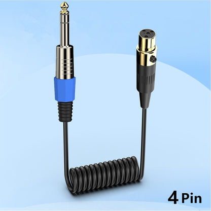 Mini 4 Pin XLR to 6.35mm Stereo Microphone Aux Audio Cable Coiled Adapter Cable, Length: 0.5m(Black) - Microphone Audio Cable & Connector by buy2fix | Online Shopping UK | buy2fix