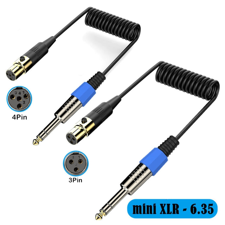 Mini 3 Pin XLR to 6.35mm Stereo Microphone Aux Audio Cable Coiled Adapter Cable, Length: 0.5m(Black) - Microphone Audio Cable & Connector by buy2fix | Online Shopping UK | buy2fix