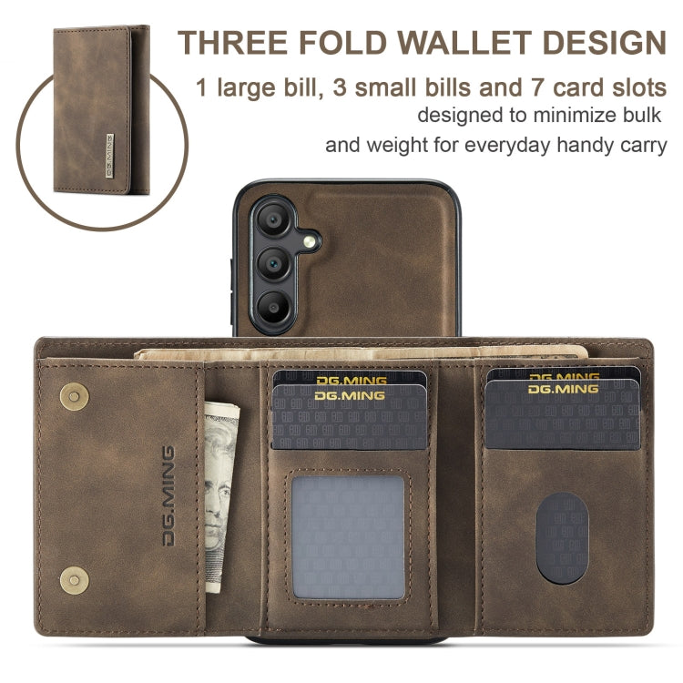 For Samsung Galaxy A16 5G DG.MING M1 Series 3-Fold Multi Card Wallet + Magnetic Phone Case(Coffee) - Galaxy Phone Cases by DG.MING | Online Shopping UK | buy2fix