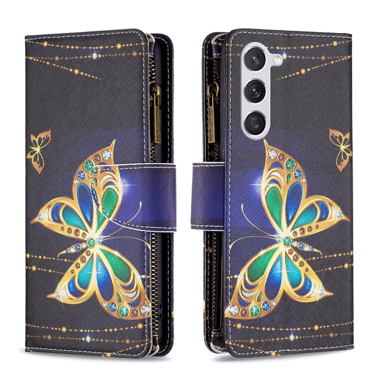 For Samsung Galaxy S25 5G Colored Drawing Pattern Zipper Leather Phone Case(Big Butterfly) - Galaxy S25 5G Cases by buy2fix | Online Shopping UK | buy2fix