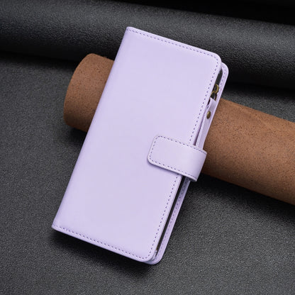 For Samsung Galaxy S25 5G 9 Card Slots Zipper Wallet Leather Flip Phone Case(Light Purple) - Galaxy S25 5G Cases by buy2fix | Online Shopping UK | buy2fix