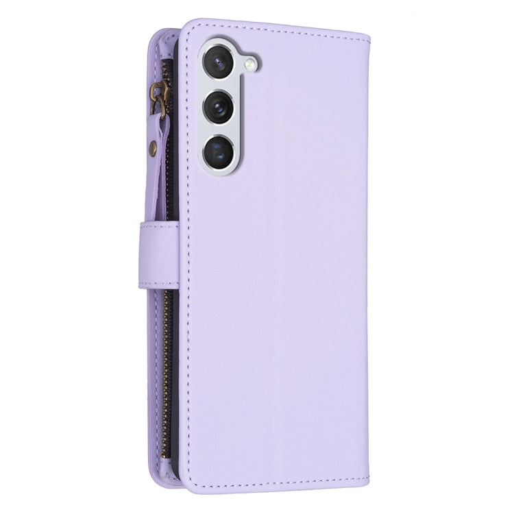 For Samsung Galaxy S25 5G 9 Card Slots Zipper Wallet Leather Flip Phone Case(Light Purple) - Galaxy S25 5G Cases by buy2fix | Online Shopping UK | buy2fix