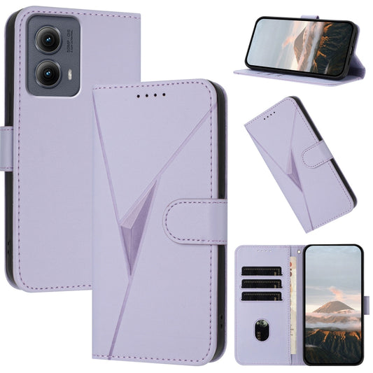 For Motorola Edge 5G 2024 Triangle Pattern Buckle Clasp Leather Phone Case(Light Purple) - Motorola Cases by buy2fix | Online Shopping UK | buy2fix