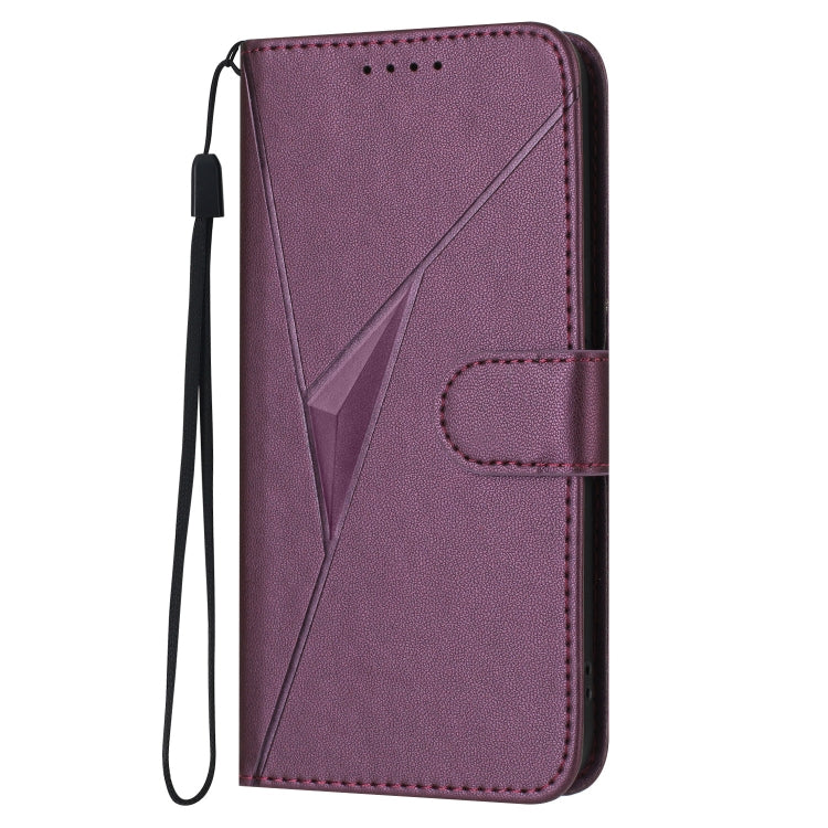 For Motorola Moto G Power 2024 Triangle Pattern Buckle Clasp Leather Phone Case(Dark Purple) - Motorola Cases by buy2fix | Online Shopping UK | buy2fix