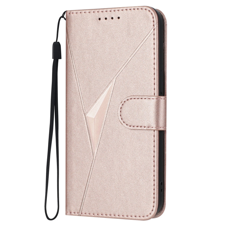 For Motorola Moto G Power 2024 Triangle Pattern Buckle Clasp Leather Phone Case(Rose Gold) - Motorola Cases by buy2fix | Online Shopping UK | buy2fix