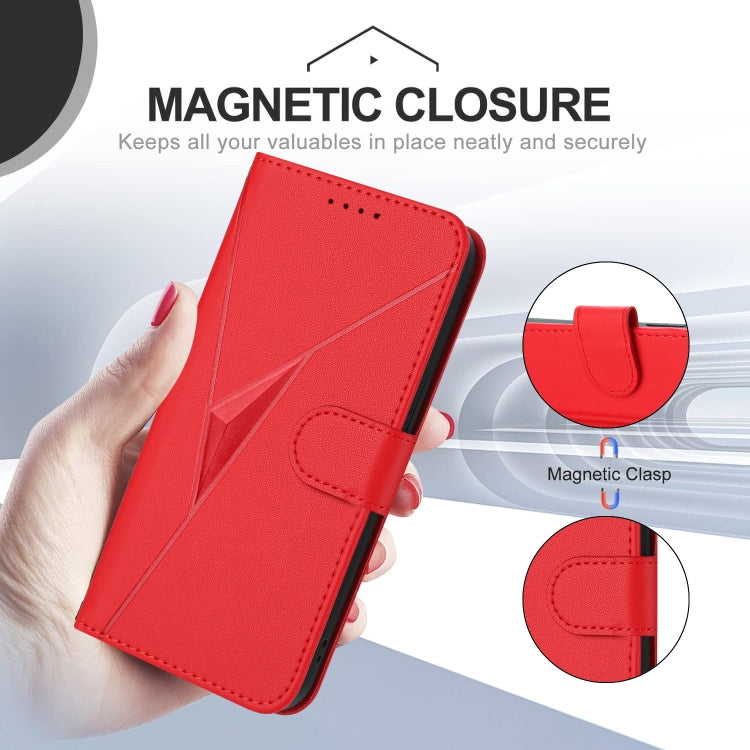 For Motorola Moto G 5G 2024 Triangle Pattern Buckle Clasp Leather Phone Case(Red) - Motorola Cases by buy2fix | Online Shopping UK | buy2fix