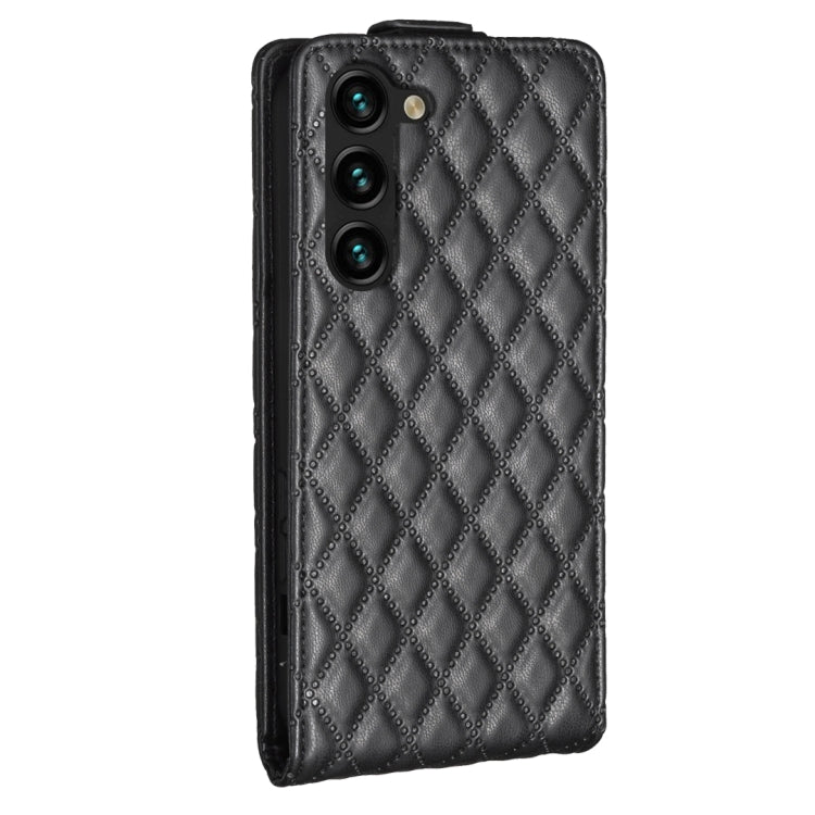 For Samsung Galaxy S25 5G Diamond Lattice Vertical Flip Leather Phone Case(Black) - Galaxy S25 5G Cases by buy2fix | Online Shopping UK | buy2fix