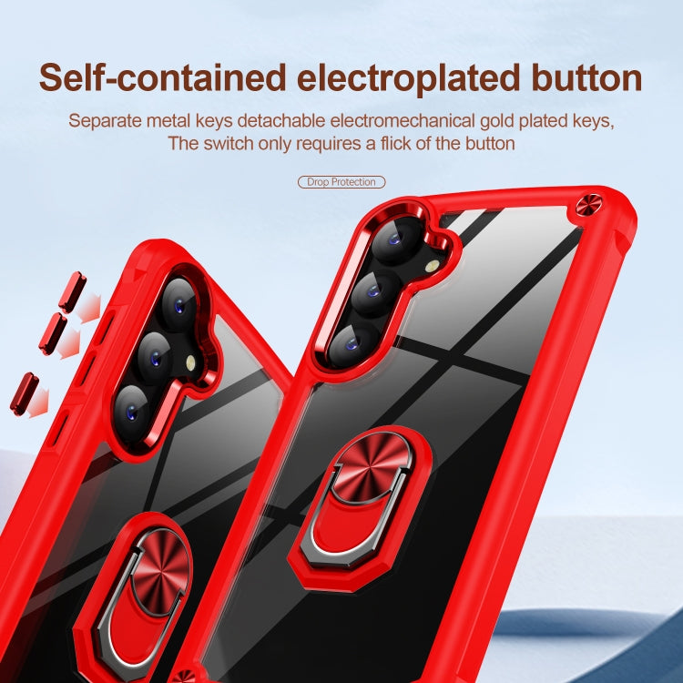 For Samsung Galaxy S25 5G TPU + PC Lens Protection Phone Case with Ring Holder(Red) - Galaxy S25 5G Cases by buy2fix | Online Shopping UK | buy2fix