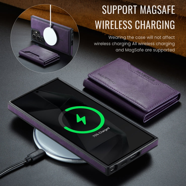 For Samsung Galaxy S24 Ultra 5G DG.MING MAGKING-K2 Series MagSafe RFID Card Bag Detachable Phone Case(Purple) - Galaxy S24 Ultra 5G Cases by DG.MING | Online Shopping UK | buy2fix