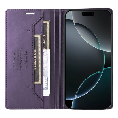 For iPhone 16 Pro Max GQUTROBE G01 RFID Anti-theft Leather Phone Case(Purple) - iPhone 16 Pro Max Cases by GQUTROBE | Online Shopping UK | buy2fix