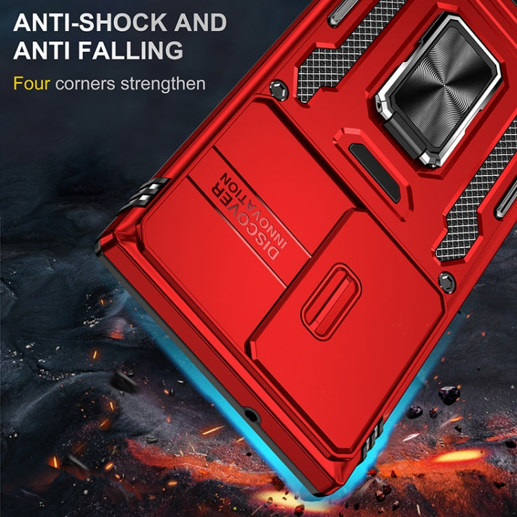 For Samsung Galaxy S25 Ultra 5G Armor PC Hybrid TPU Camera Shield Phone Case(Red) - Galaxy S25 Ultra 5G Cases by buy2fix | Online Shopping UK | buy2fix