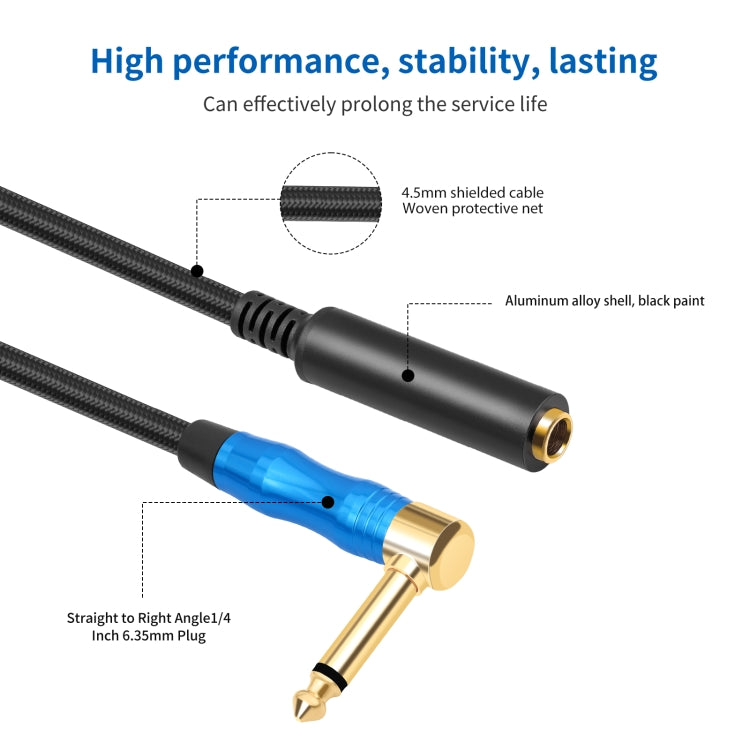 6.35mm 1/4 TRS Male Mono Elbow to Female Electric Guitar Audio Cable, Length:1.8m(Black Blue) - Microphone Audio Cable & Connector by buy2fix | Online Shopping UK | buy2fix