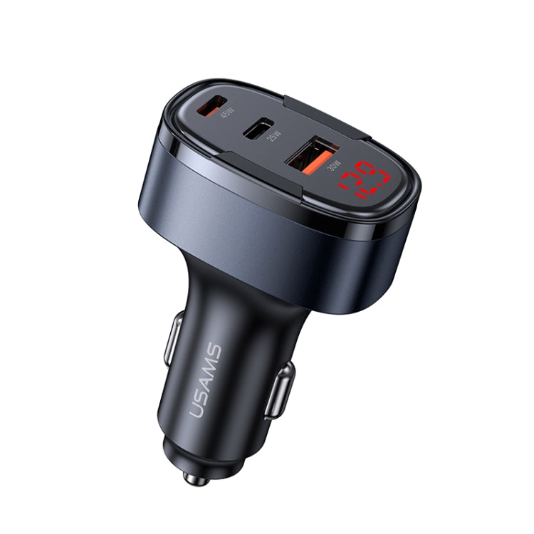 USAMS CC257 C42 100W USB, Type-C, 8 Pin Three Ports Car Fast Charger(Black) - Car Charger by USAMS | Online Shopping UK | buy2fix