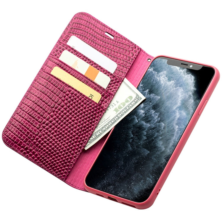 For iPhone 11 Pro QIALINO Crocodile Texture Horizontal Flip Leather Case with Wallet & Card Slots(Rose Red) - iPhone 11 Pro Cases by QIALINO | Online Shopping UK | buy2fix
