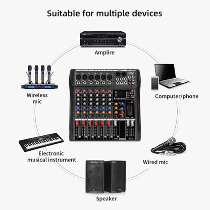 XTUGA CT60X 6-Channels Audio Mixer DJ Mixing Console with 48V Power Supply(US Plug) - Live Sound Effects Processors by XTUGA | Online Shopping UK | buy2fix