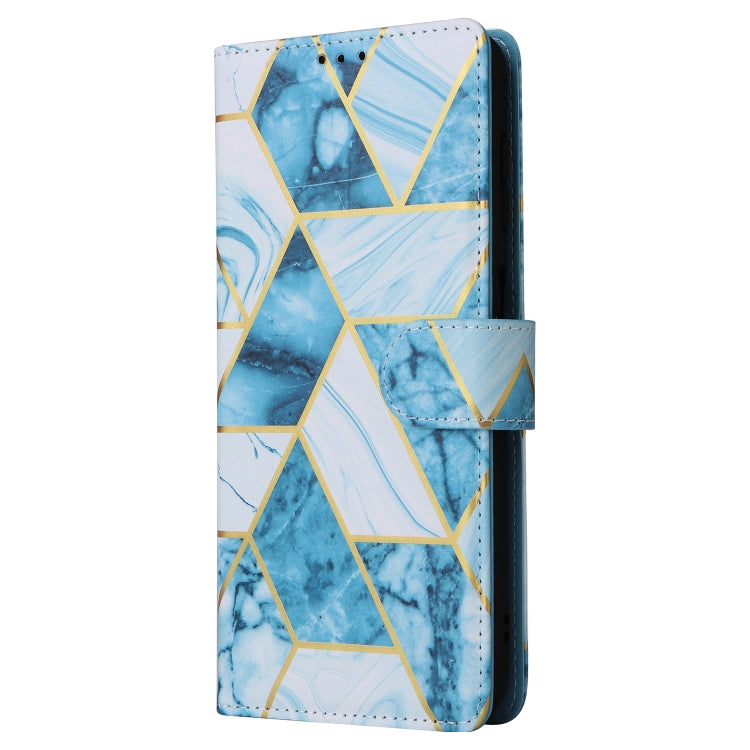 For Samsung Galaxy S25+ 5G Marble Bronzing Stitching Leather Phone Case(Blue) - Galaxy S25+ 5G Cases by buy2fix | Online Shopping UK | buy2fix