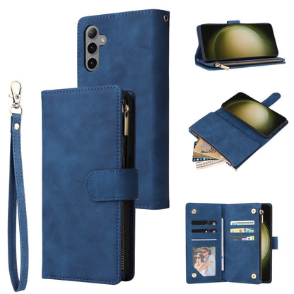 For Samsung Galaxy S25+ 5G Multifunctional Frosted Zipper Wallet Leather Phone Case(Blue) - Galaxy S25+ 5G Cases by buy2fix | Online Shopping UK | buy2fix